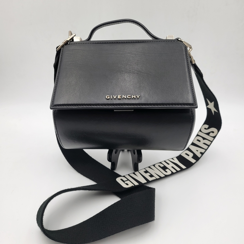 GIVENCHY Calfskin Mini Pandora Box Logo Strap Crossbody Bag Black..Authentic !!!